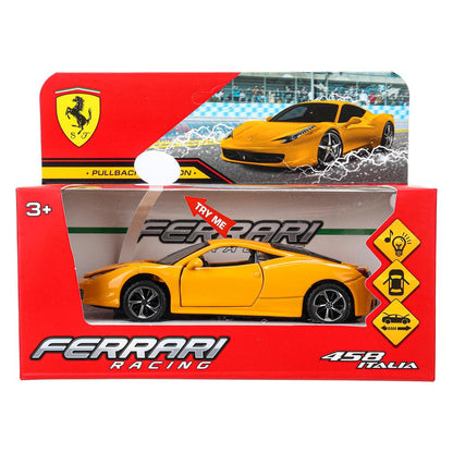 Модель металл звук ferrari 458 italia 14 см, двери, багажник. инерция кор. Технопарк в кор.2*48шт