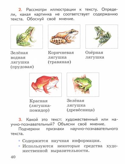 Литературное чтение. Работа с текстом. 1 classe