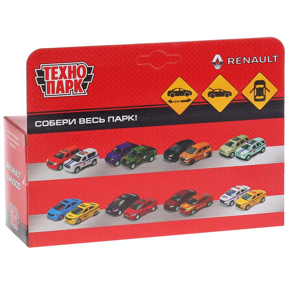 ТМ Технопарк. Machine en métal "RENAULT KANGOO" 12 cm, ouverte. двери, инерц., ЧЕРНЫЙ в кор. dans le cor.2*36шт