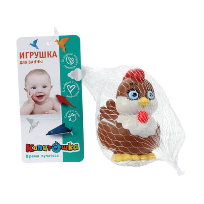 Игрушка пластизоль для ванны курочка, в сетке КАПИТОШКА в кор.2*144шт