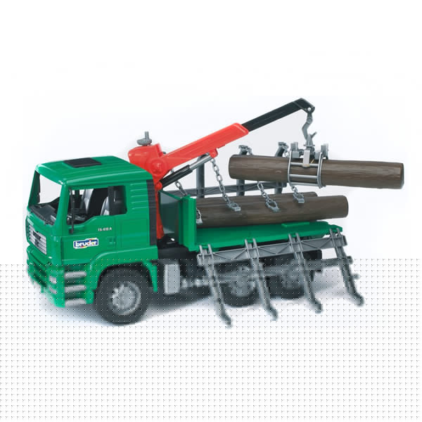 Bruder 02769 "Лесовоз MAN" с порт-ным краном и брёвнами (module со звуком и светом "H") (fics. цена)