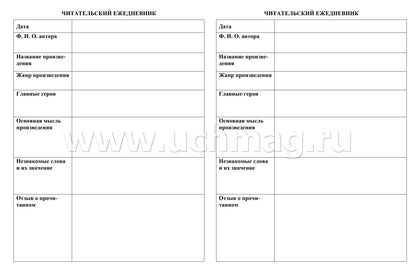 Читательский дневник по программе "Начальная школа XXI века" (Формат А5, блок офсет 65, обложка мелованная, пл. 200). 64 стр.