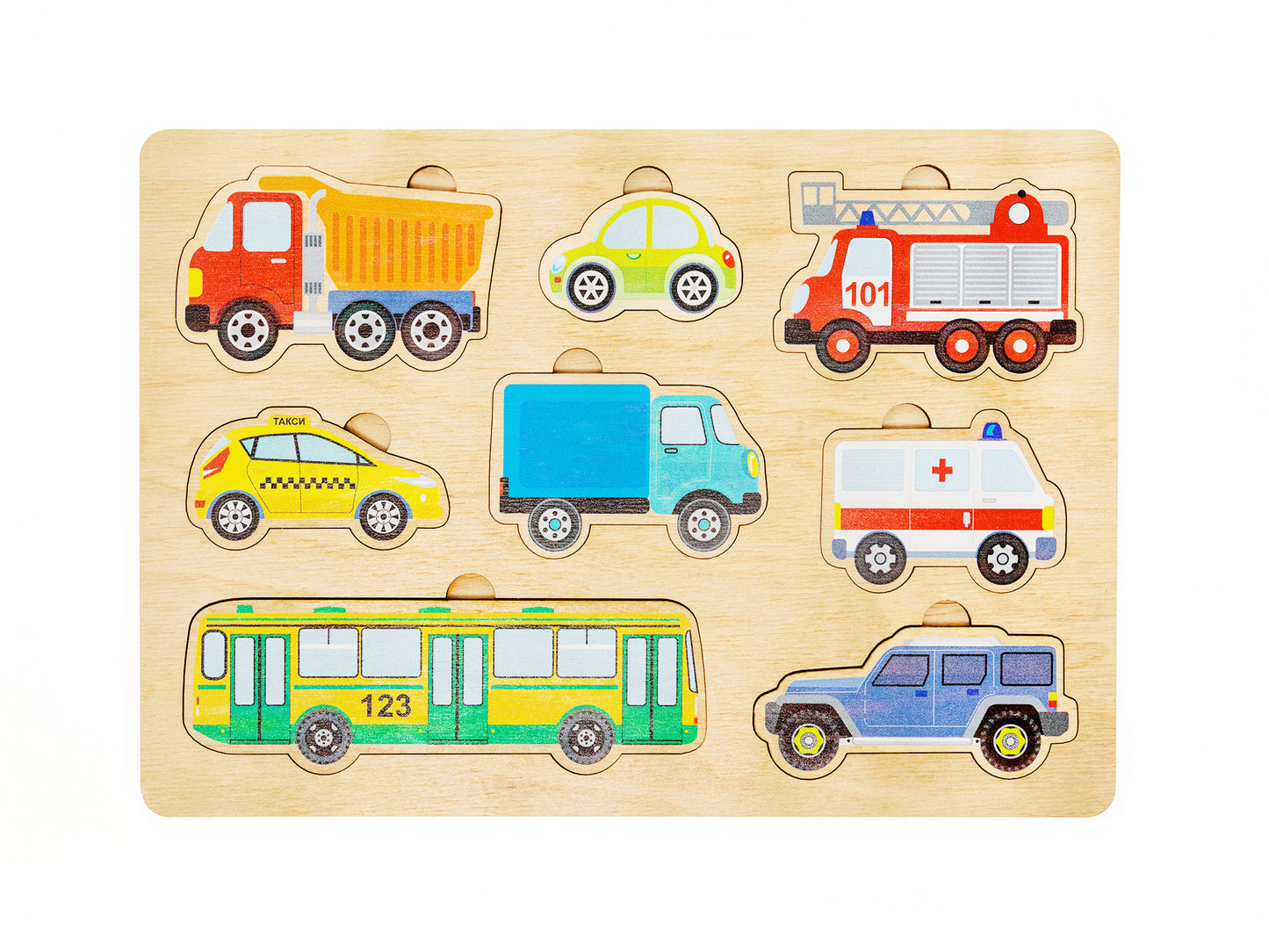 ИГРА РАЗВИВАЮЩАЯ ДЕРЕВЯННАЯ "АВТОМОБИЛИ" (30Х21СМ) в кор.15шт