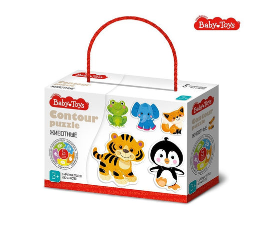 Jouets pour bébé "Животные" (5 cartes, 16 éléments)