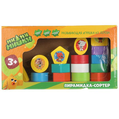 Игрушка деревянная Ми-ми-мишки пирамидка-sortier в кор Буратино в кор.48шт