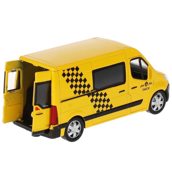 Машина металл RENAULT master ТАКСИ длина 14 см, двери, инерц, желтый, кор. Технопарк в кор.2*32шт
