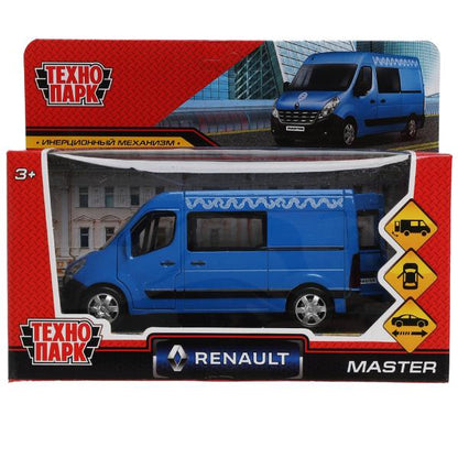 MASTER-14MOS-BU326463 Machine métallique RENAULT master МИКРОАВТОБУС 14 см, двери, инерц, синий, кор. Тех