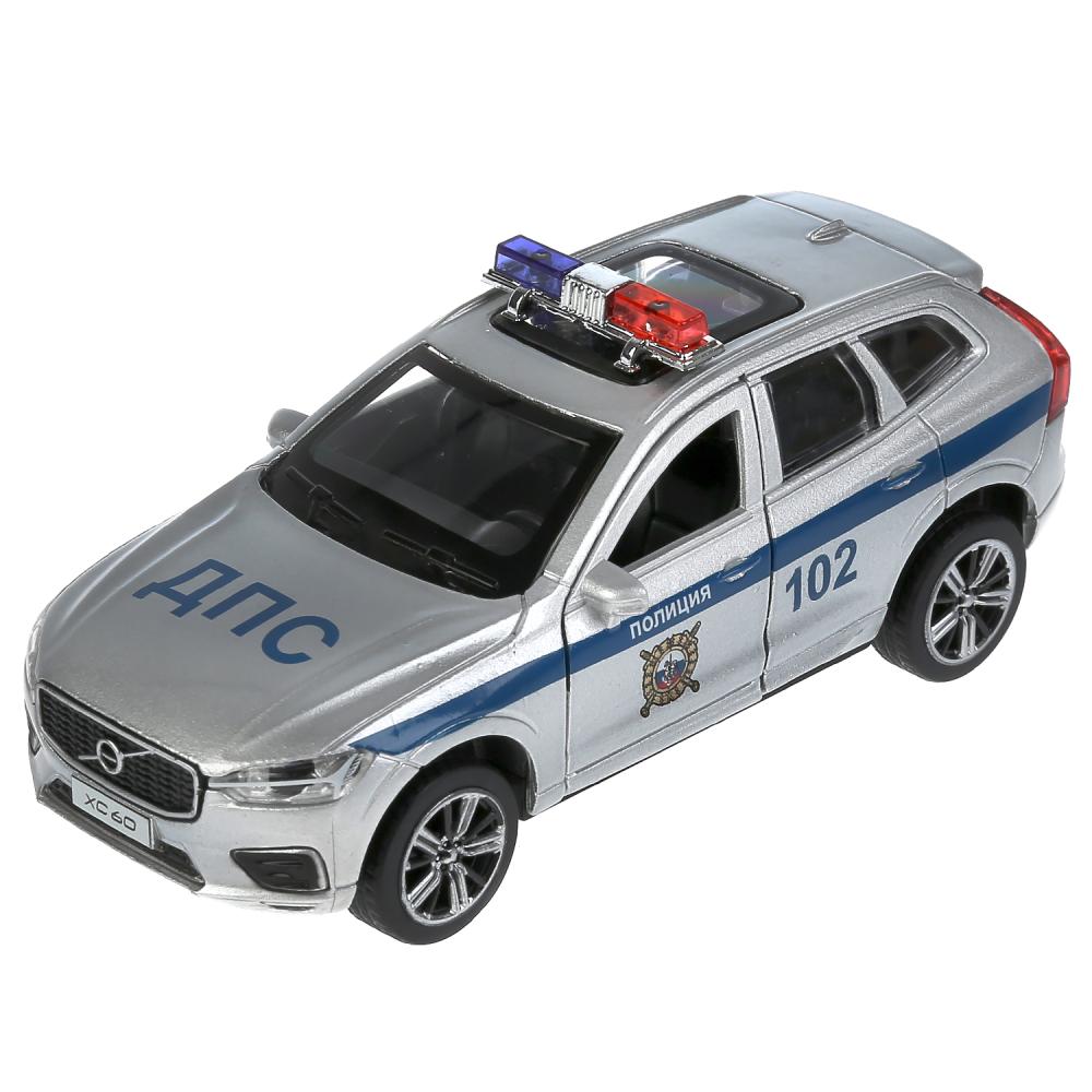 Машина металл свет-звук "volvo xc60 r-desing полиция" 12см,инерц,серебристый. Технопарк в кор.2*36шт