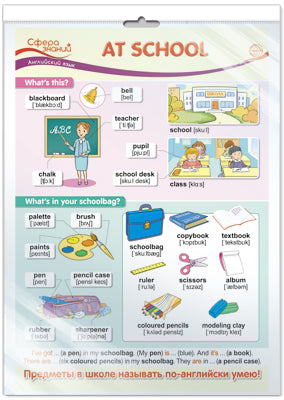 *ПО-13439 ПЛАКАТ А3 В ПАКЕТЕ. At School (В школе). Английский язык в начальной школе (в индивидуальной упаковке с европодвесом и клеевым клапаном)