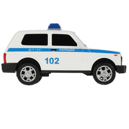 URBANBLACK-20PLPOL-WH Машина пластик свет-звук LADA 4x4 URBAN ПОЛИЦИЯ 19,5 см, 2 кноп, инер, кор. Те