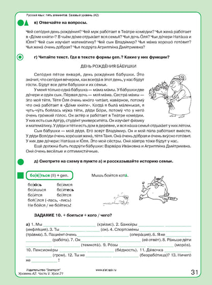 Русский язык: 5 элементов: уровень A2 (базовый)