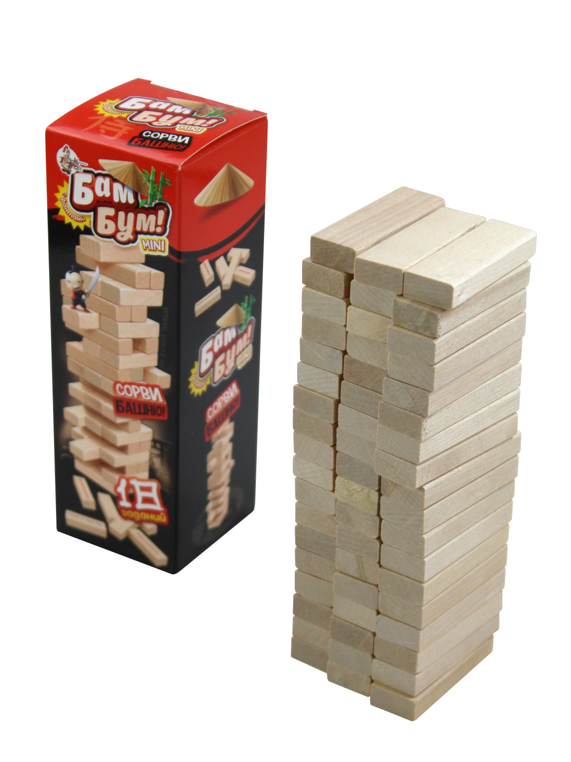 Игра настольная для взрослых и детей БАМ-БУМ МИНИ. Падающая башня сфантами