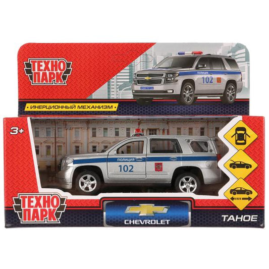 TAHOE-P 280922 Machine en métal CHEVROLET TAHOE ПОЛИЦИЯ 12 см, double, bagage, inerц, kor. Technopar