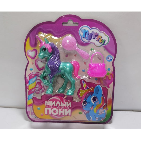 Единорог 10см, plastique, accessoires 2шт, sur blister Тутти в кор.2*240шт