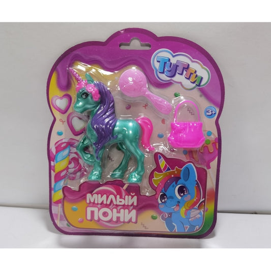 Единорог 10см, пластиковый, аксессуары 2шт, на блистере Тутти в кор.2*240шт