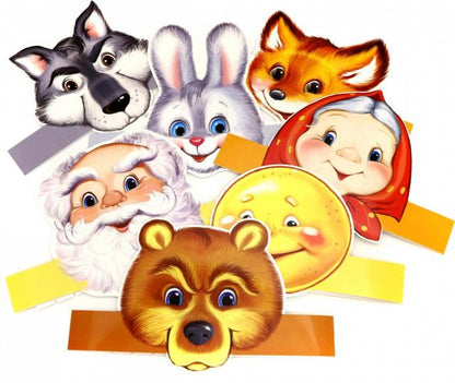 *КМА-12743 Комплект масок-ободков. Играем в сказку. Колобок (в индивидуальной упаковке, с европодвесом и клеевым клапаном)