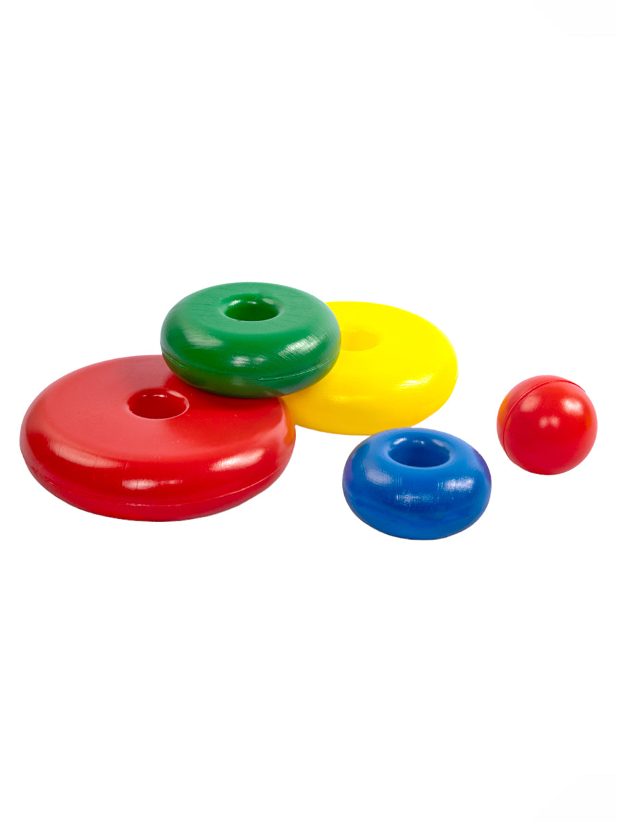 Пирамидка Малышок - 4 кольца шар из выдувной пластмассы 17см