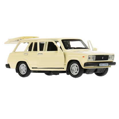 Machine en métal VAЗ-2104 ЖИГУЛИ длина 12 см, двери, багаж, инерц,бежевый, кор. Parc technologique dans le cor.2*36шт