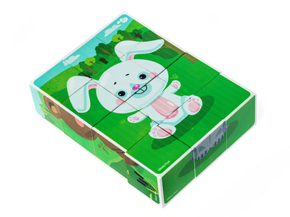 НАБОР ИЗ 12-И КУБИКОВ "ЛЕСНЫЕ ЖИВОТНЫЕ" (БЕЗ ОБКЛЕЙКИ) BABY TOYS в кор.20наб