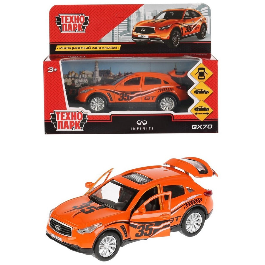 Machine en métal noir "INFINITI QX70 СПОРТ" 12 cm, откр. двери, инерц. dans le parc technologique dans le cor.2*36шт