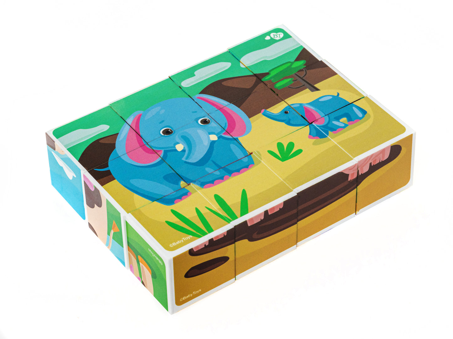 НАБОР ИЗ 12-И КУБИКОВ "МАМА И МАЛЫШ" (БЕЗ ОБКЛЕЙКИ) BABY TOYS в кор.20наб