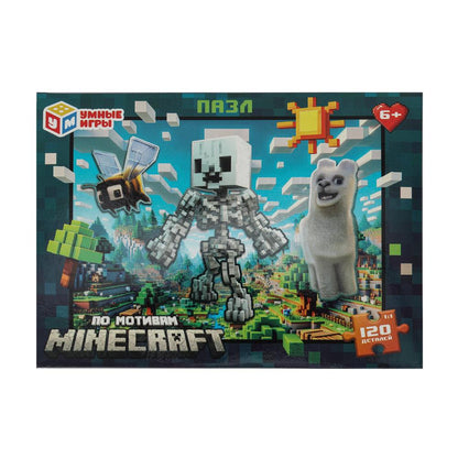 По мотивам Minecraft. Пазлы классические в коробке. 120 деталей. Умные игры в уп.8шт в кор.8уп
