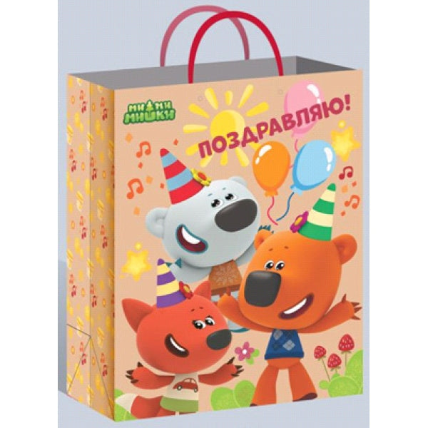 Пакет подарочный крафт Ми-ми-мишки xl, 33,5*45*15 см ЧУДО ПРАЗДНИК в кор.12*12шт