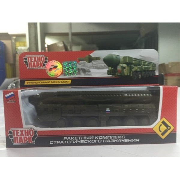 МОДЕЛЬ РСЗО ТОПОЛЬ "ТЕХНОПАРК" МЕТАЛЛ. ИНЕРЦ. С РАКЕТОЙ ОТКРЫВ. ДВЕРИ 15СМ В РУСС. КОР. в кор.2*36шт