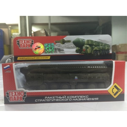 МОДЕЛЬ РСЗО ТОПОЛЬ "ТЕХНОПАРК" МЕТАЛЛ. ИНЕРЦ. С РАКЕТОЙ ОТКРЫВ. ДВЕРИ 15СМ В РУСС. КОР. в кор.2*36шт