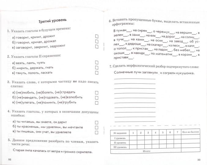 Il s'agit de tests. Mathématique, Русский язык 4кл