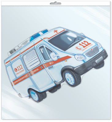 *ФМ1-9751 ПЛАКАТ ВЫРУБНОЙ А4 В ПАКЕТЕ. Машина скорой помощи (с уф-лаком в индивидивидуальной упаковке с европодвесом и клеевым клапаном)