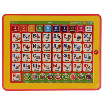Сенсорный планшет азбука животных, на бат. озвуч., русс. чип в русс. кор. "Умка" в кор.2*12шт