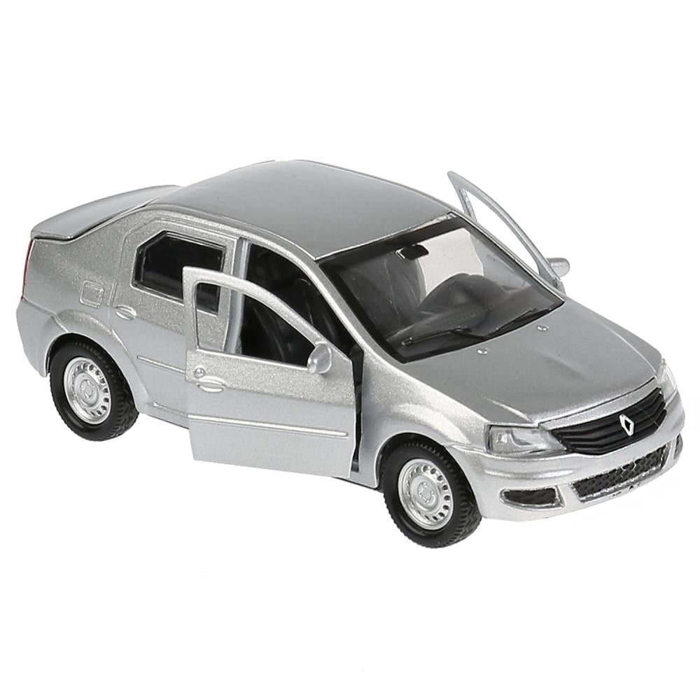 Machine en métal "RENAULT LOGAN"12 cm, ouverte. двери, инерц, серебристый, в кор. Parc technologique dans le cor.2*36шт