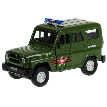 HUNTER-12SLARR-GN338203 Machine en métal pour véhicule UAZ HUNTER АРМИЯ РОССИИ 12 см, двер, багаж, ин, кор.