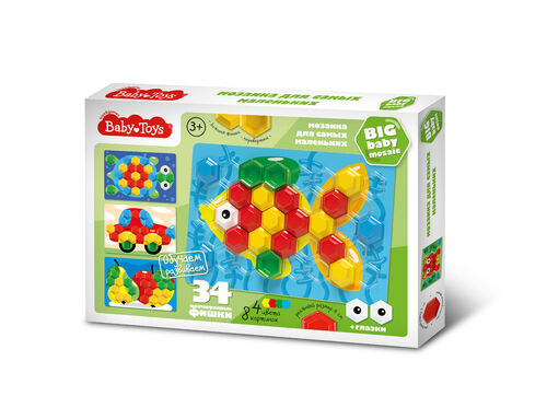 Mosaïque pour petits enfants, jouets pour bébé, "Рыбка" d40/4 цв (34 эл) nev