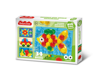 Mosaïque pour petits enfants, jouets pour bébé, "Рыбка" d40/4 цв (34 эл) nev