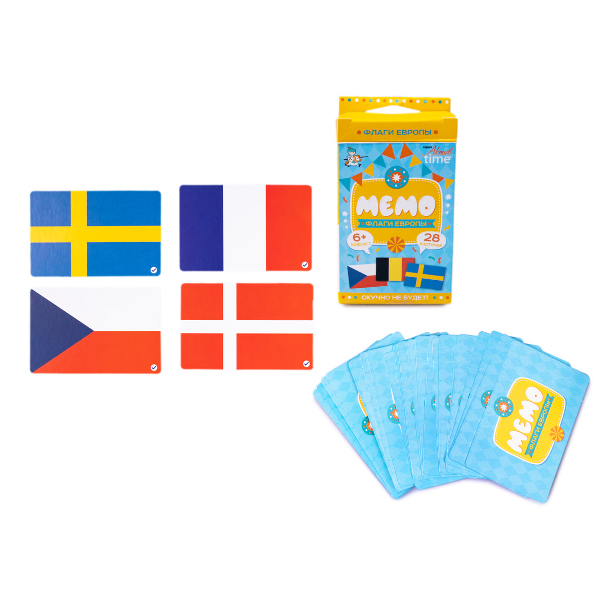 Игра настольная "МЕМО" Флаги (Европа). Heure de la série АКТИВ