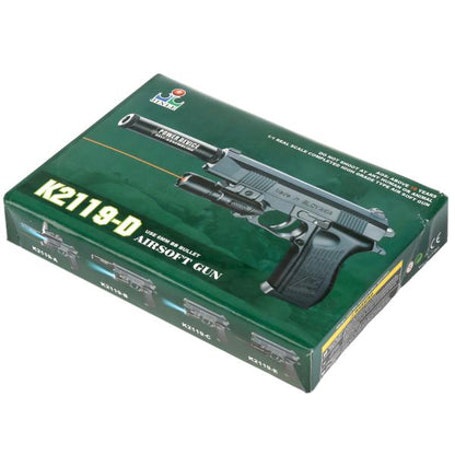 Пистолет (п) с лазер. прицелом, с глушителем, с пульками K2119-D в кор. в кор.120шт
