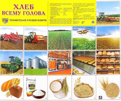 Дем. картинки СУПЕР Хлеб всему голова. 16 cartes de démonstration avec texte sur l'installation (une méthode simple à utiliser avec un matériel de démonstration complexe) 173х220 мм, познавательное и р