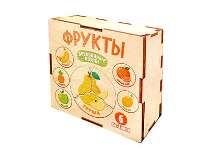 Пазл деревянный "Фрукты" (6 картинок)