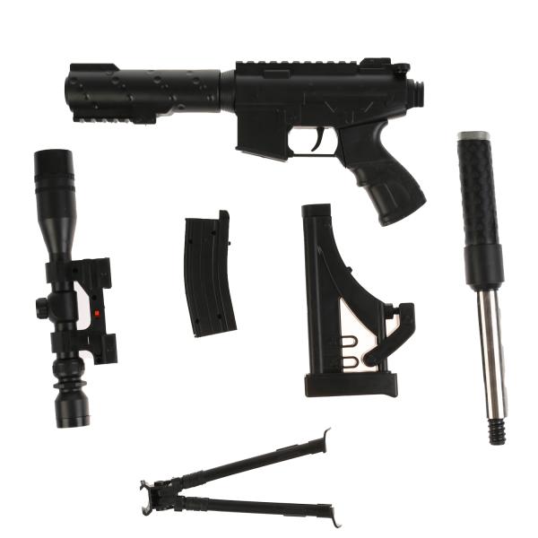 Автомат (п) с лазер. прицелом, съемный магазин и приклад 2019 в пак. в кор.4*12шт