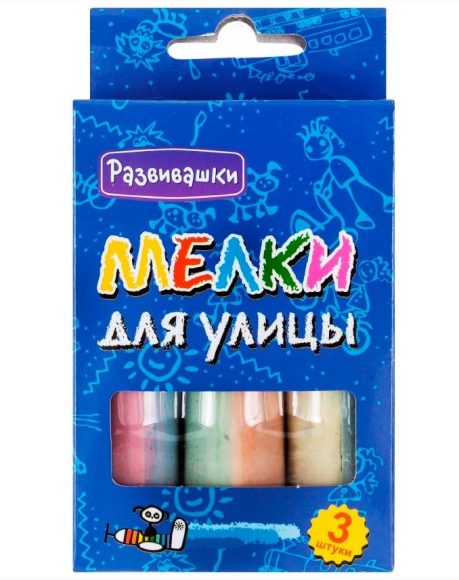 Развивашки.Т2303 Мелки для улицы двухцветные "Гигант.Половинки" 3 шт./72