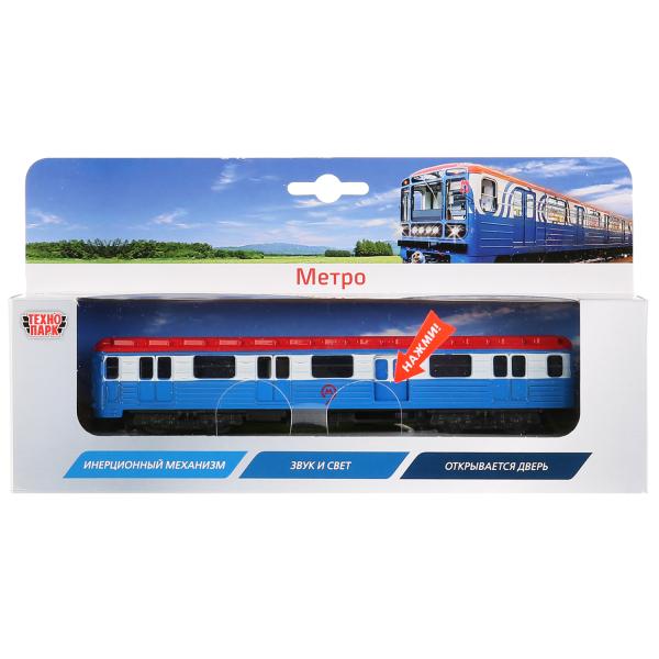 Машина металл свет-звук ТРАНСМАШХОЛДИНГ ВАГОН МЕТРО, 18,5 см, дв.,инерц,кор. Технопарк в кор.2*24шт