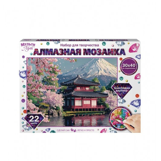 Алмазная мозаика 30*40 цветущий сад в японии МУЛЬТИ АРТ в кор.20шт
