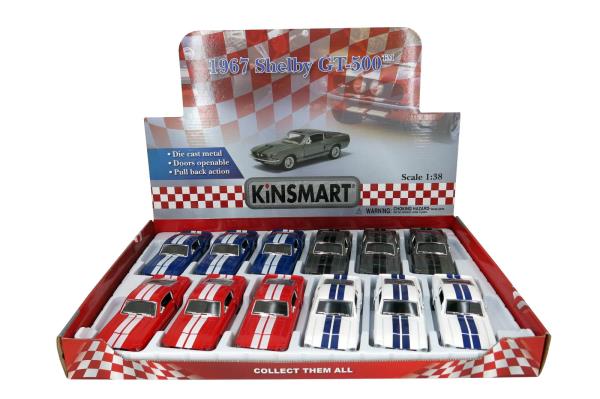 Машина металл. инерц. 1967 shelby gt-500 цвет в ассорт. в дисплее Kinsmart уп-12шт в кор.2*6уп