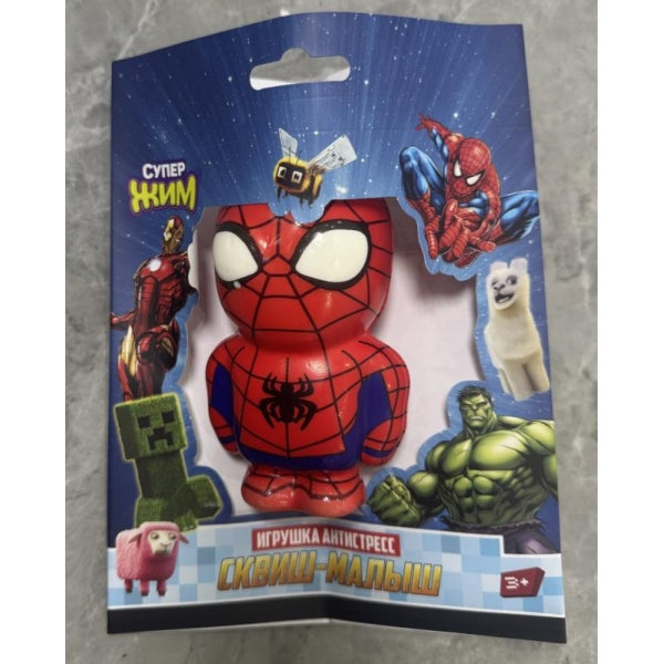 JN-SFP01-SM-RU Игрушка - антистресс, сквиш малыш, супер герои, красный, флоупак Супер Жим в кор.6*1