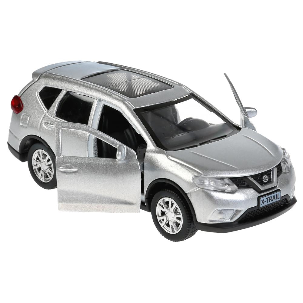 ТМ Технопарк. Machine en métal "NISSAN X-TRAIL" 12 cm, ouverte. двери, инерц, СЕРЕБР. dans le cor. dans le cor.2*36шт