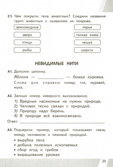 Окружающий мир. 2 classes. Matériel de contrôle. Всероссийская проверочная работа
