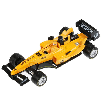 F1-14RE-S 297503 Машина металл "Суперкар Ф-1", длина 14см, звук, желтый, в русс. кор. Технопарк в