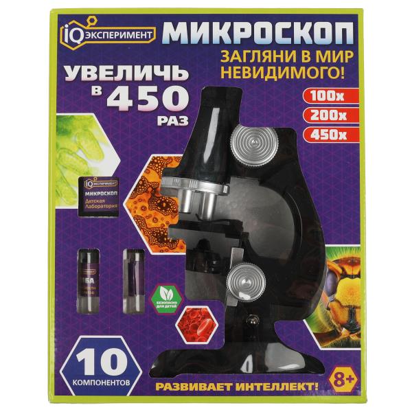 Микроскоп "iq эксперименты", 10 компонентов, кор.19*23,7*8,5см ИГРАЕМ ВМЕСТЕ в кор.2*24шт